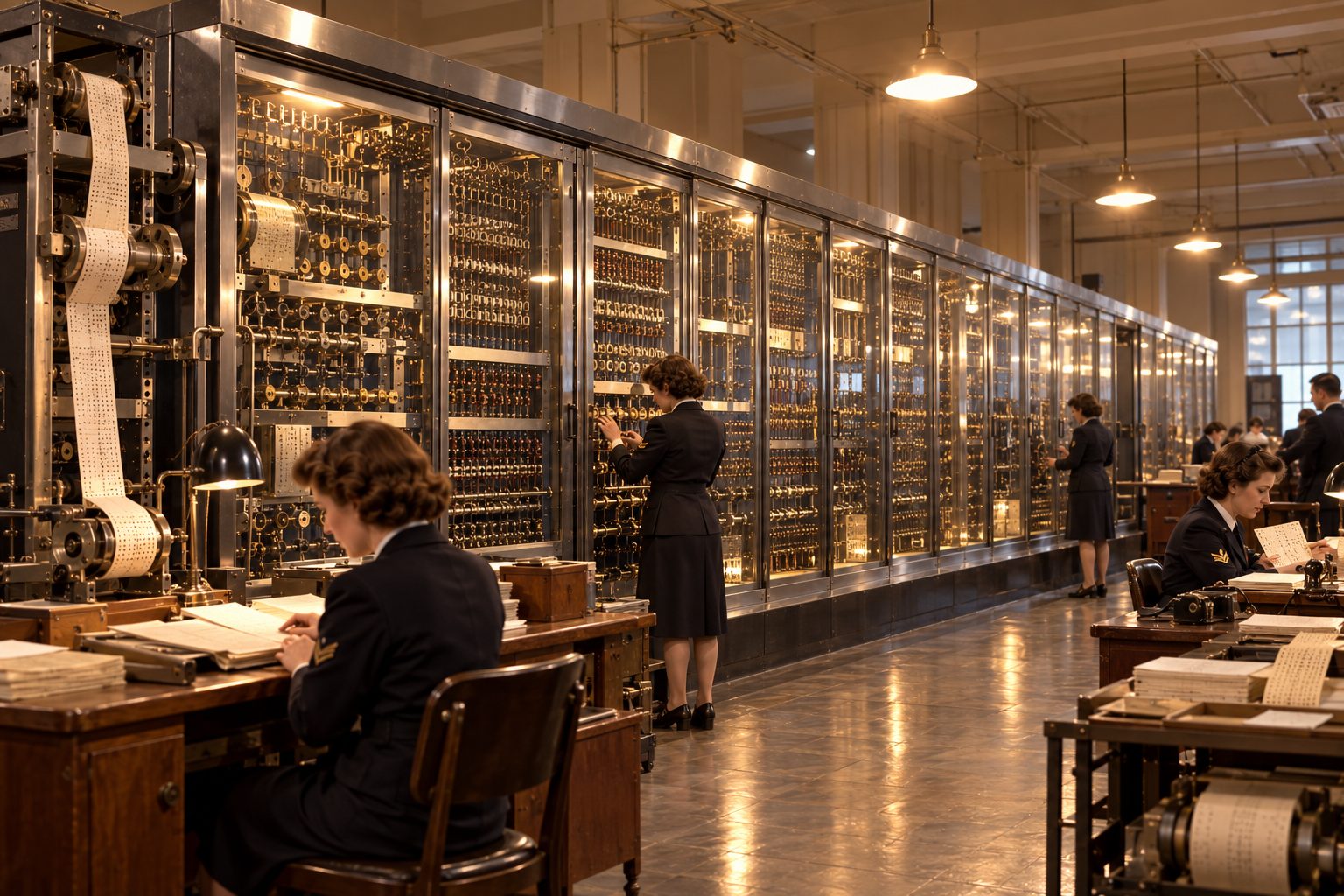 La salle du calculateur Harvard Mark I en 1944.
