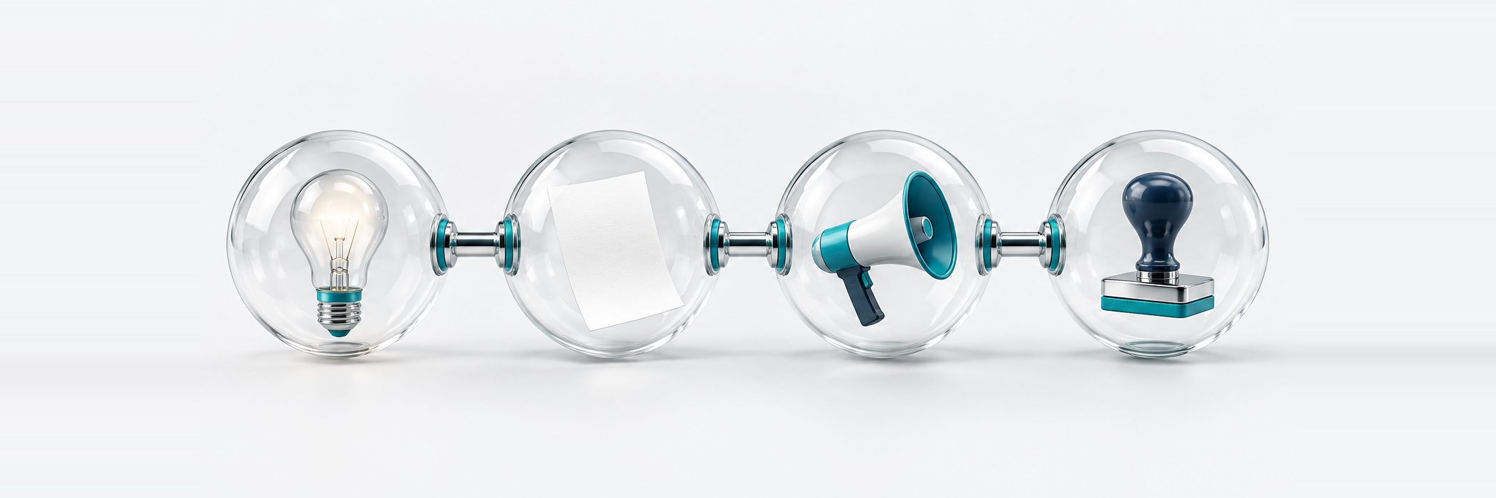 Des objets de laboratoire alignés comme une chaîne de fabrication
